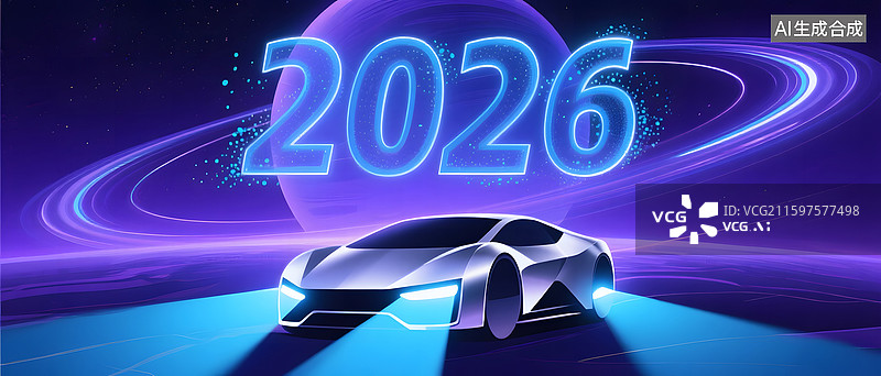 【AI数字艺术】2026未来科技汽车星际穿梭图片素材