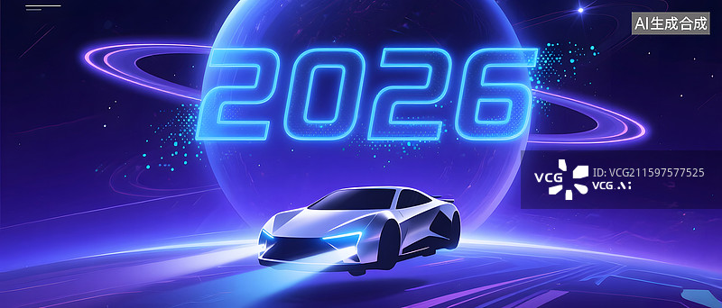 【AI数字艺术】2026未来赛车穿梭星际空间图片素材
