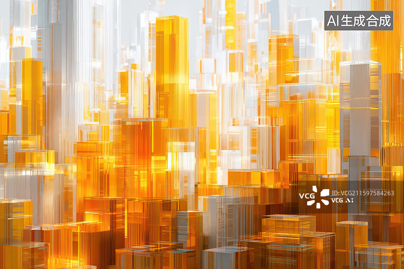 【AI数字艺术】金色都市高楼剪影现代建筑天际线图片素材