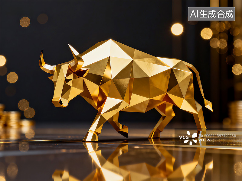 【AI数字艺术】金价上涨 黄金价格暴涨 金融 牛市 股市 投资 股票上涨 金牛座 科技图片素材