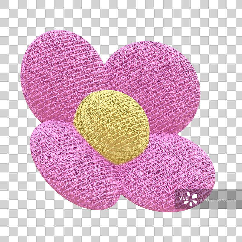 针织毛线质感花卉花朵3D卡通插画元素图片素材