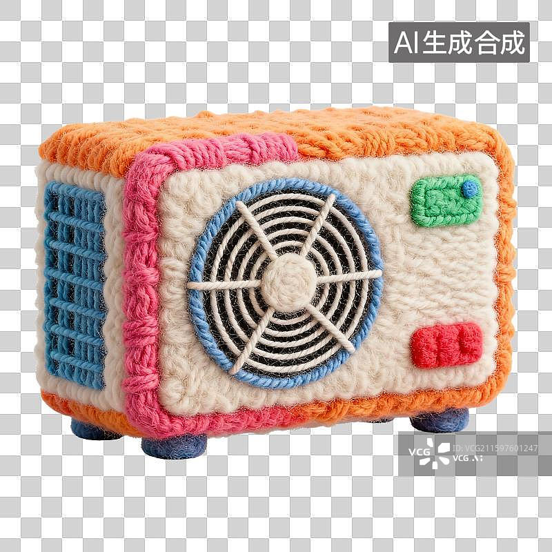 【AI数字艺术】3D毛绒毛线风格杯子咖啡杯音响电脑椅子手机空调台灯图片素材