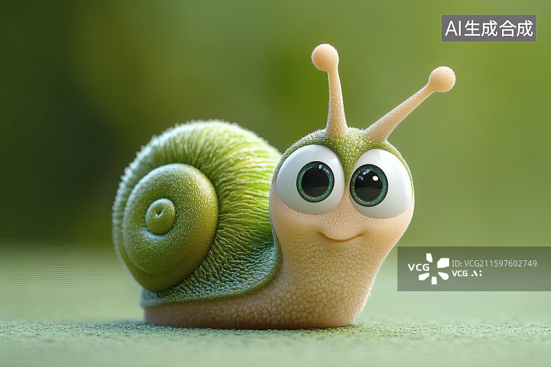 【AI数字艺术】一只可爱的蜗牛玩具图片素材