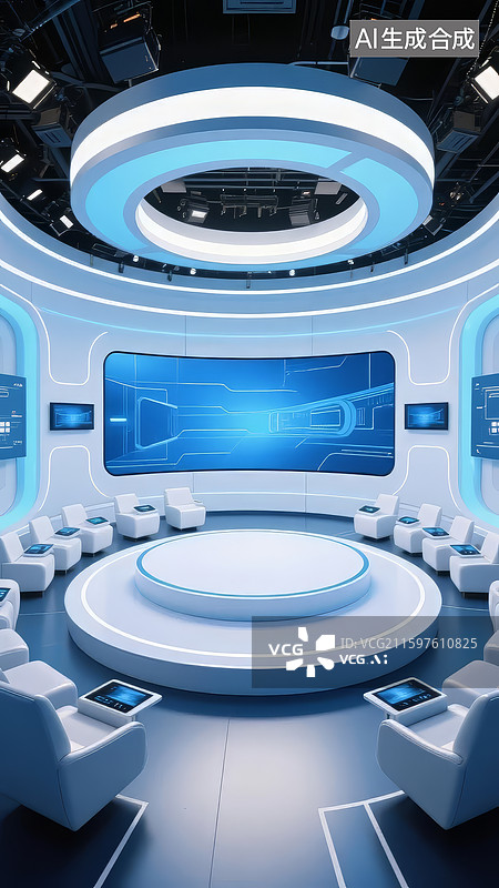 【AI数字艺术】未来科技会议厅图片素材