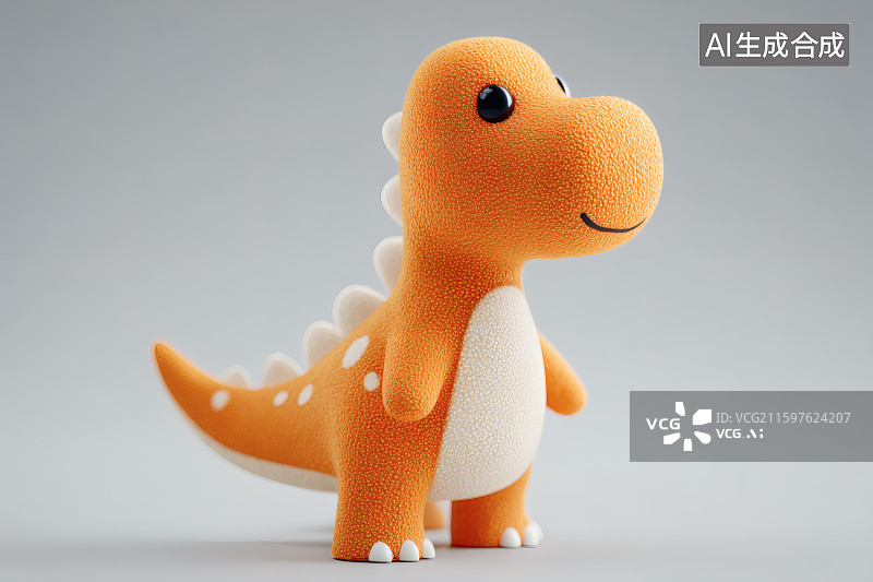 【AI数字艺术】一只橘黄色的小恐龙玩具图片素材