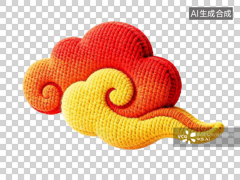 【AI数字艺术】毛线编织毛绒绒卡通可爱的祥云图标免扣元素图片素材