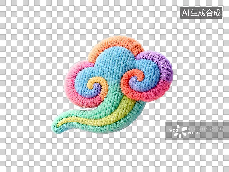 【AI数字艺术】毛线编织毛绒绒卡通可爱的祥云图标免扣元素图片素材