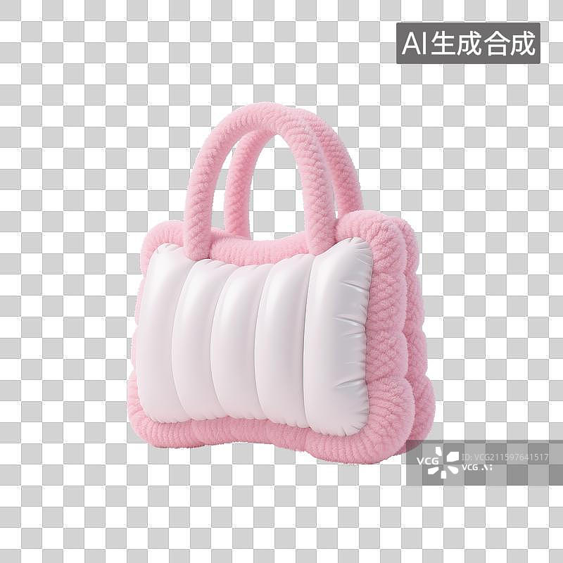 【AI数字艺术】3D立体可爱卡通膨胀充气装饰元素毛绒手提袋免抠元素图片素材