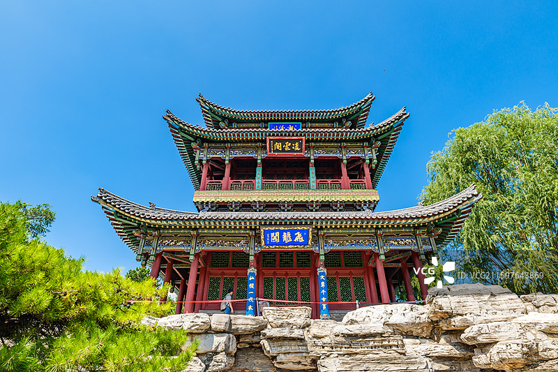 山西太原晋祠凌云阁飞龙阁图片素材