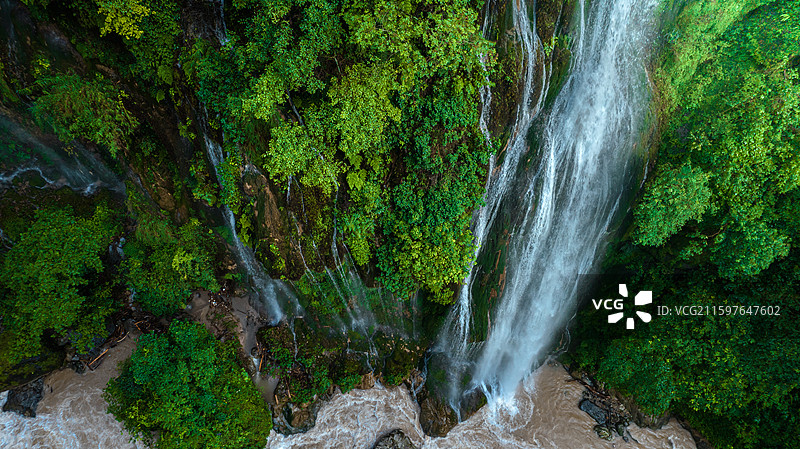 航拍四川攀枝花箐河瀑布自然风光图片素材