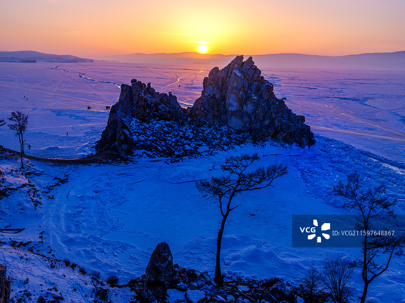 贝加尔湖的萨满山图片素材