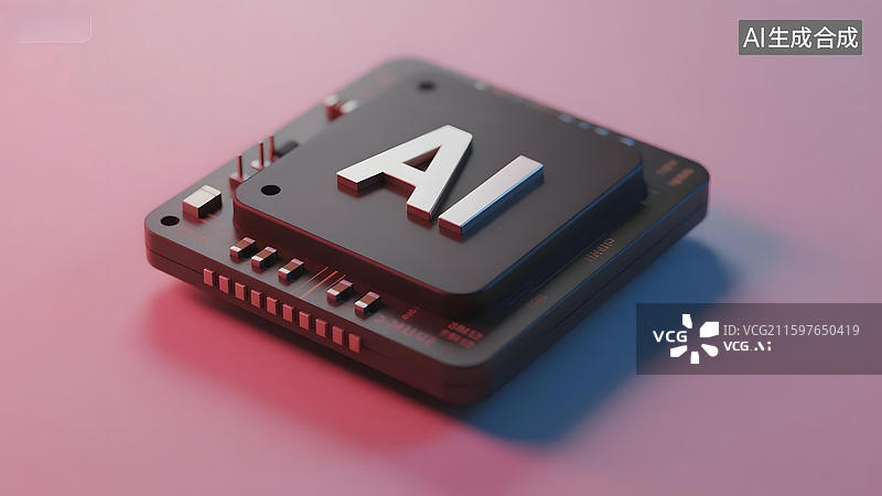 【AI数字艺术】AI芯片特写展示图片素材