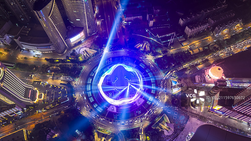 武汉光谷春晚灯光秀十一国庆节灯光表演图片素材