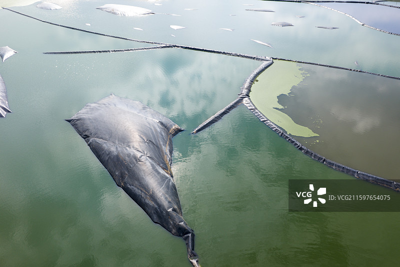 河南省 周口市 商水县 张庄乡 地上防漏池 池塘 水池 鱼塘图片素材