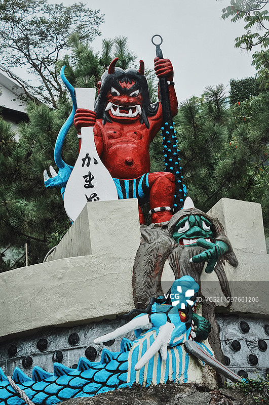 日本九州大分县别府鬼山地狱图片素材