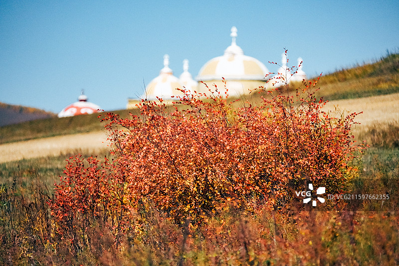内蒙古草原上的敖包/玛尼堆图片素材