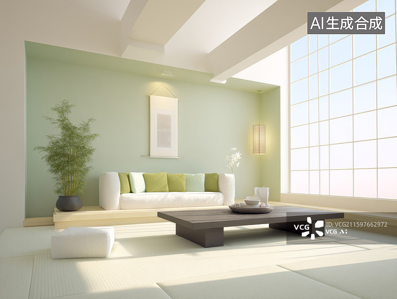【AI数字艺术】日式简约客厅图片素材