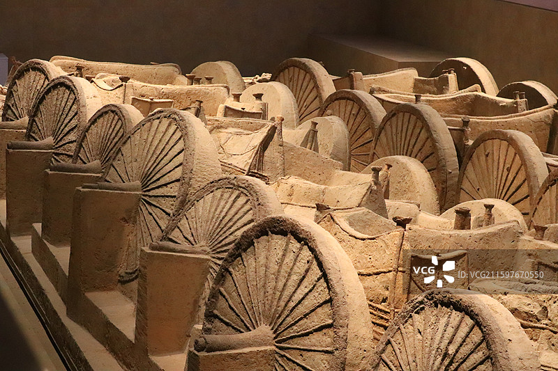 山西博物院赵卿墓车马坑图片素材