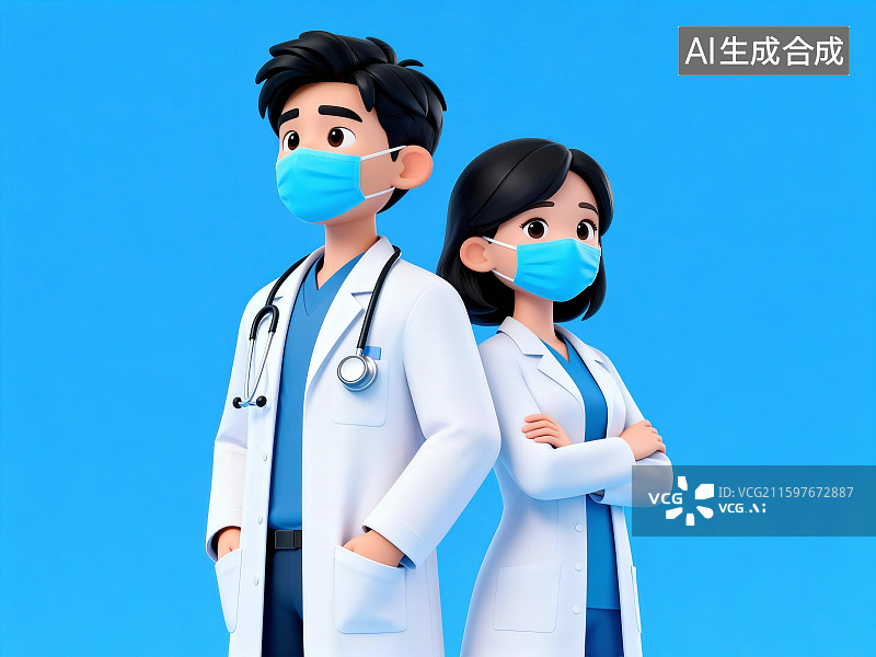 【AI数字艺术】男医生与女医生图片素材