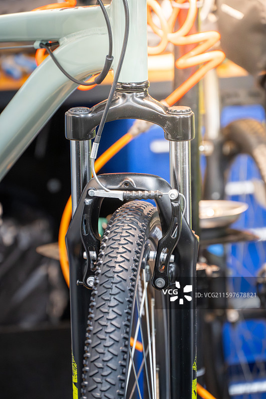 山地自行车前叉特写图片素材