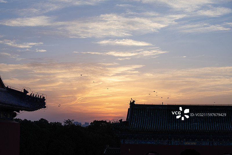 城市古建筑掠影·晚霞图片素材