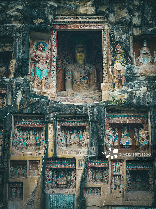 巴中南龛摩崖造像图片素材