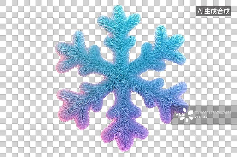 【AI数字艺术】一片冰晶雪花片图案冬季3D三维毛茸茸毛绒玩具毛线毛衣质感膨胀风格卡通创意设计素材免抠元素鲜艳彩色渐变图片素材