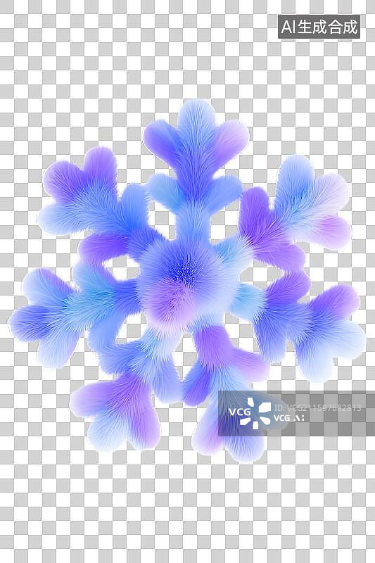 【AI数字艺术】一片冰晶雪花片图案冬季3D三维毛茸茸毛绒玩具毛线毛衣质感膨胀风格卡通创意设计素材免抠元素鲜艳彩色渐变图片素材