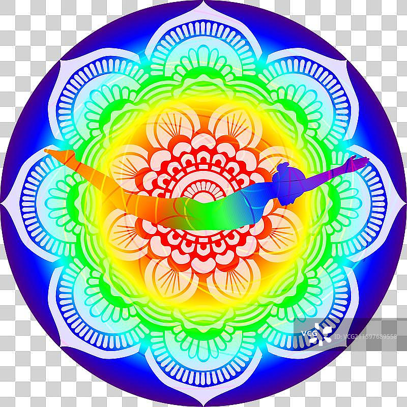 蝗虫式瑜伽体式曼陀罗图片素材