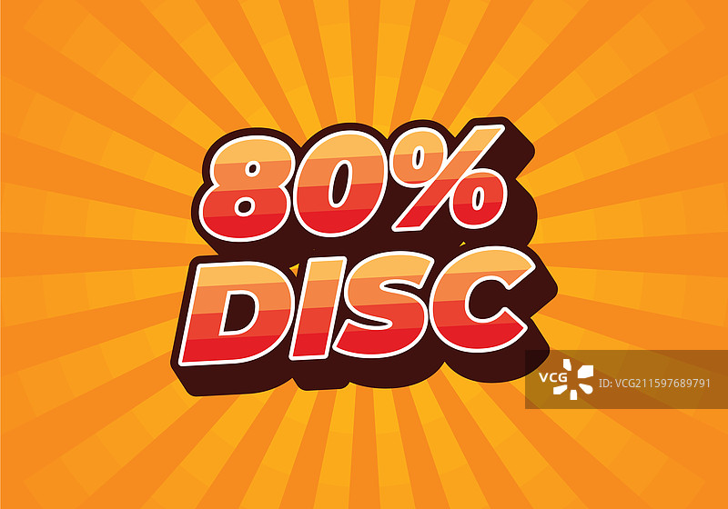 80%折扣文字效果，色彩鲜艳图片素材