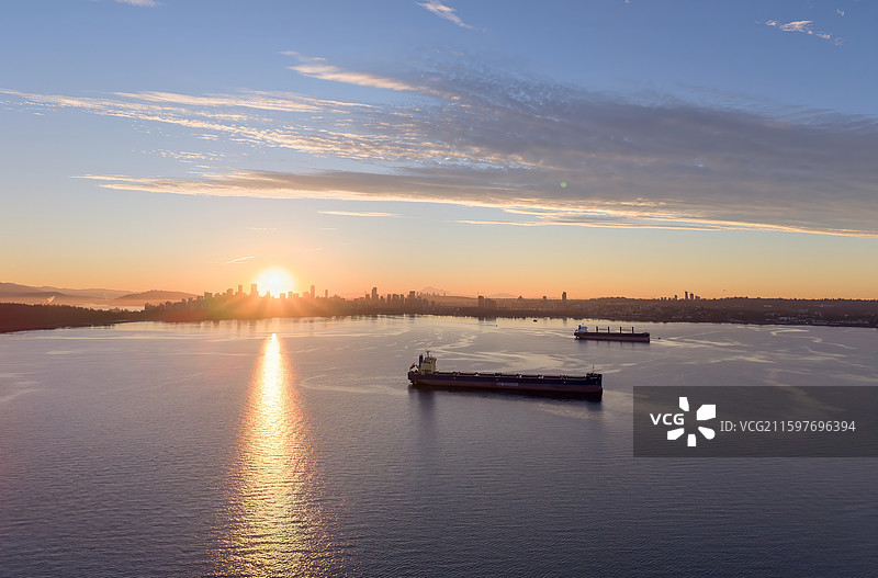 温哥华巴拉德海湾日出图片素材