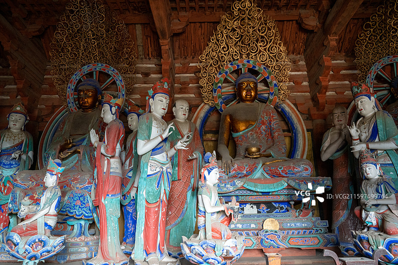 五台山佛光寺东大殿彩塑群像图片素材