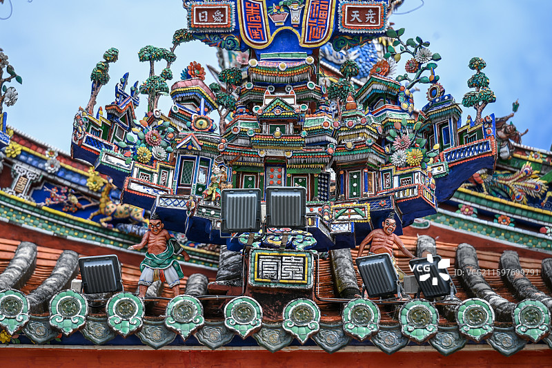 马来西亚槟城龙山堂邱公司剪瓷雕图片素材