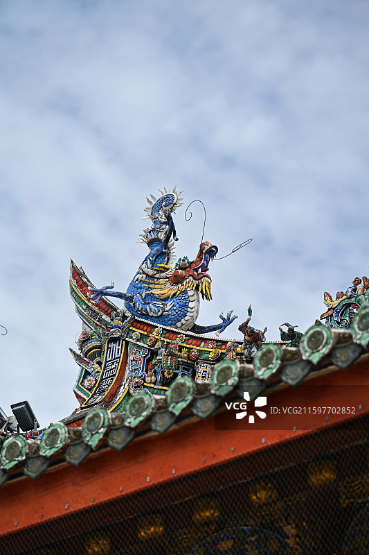 马来西亚槟城龙山堂邱公司剪瓷雕图片素材