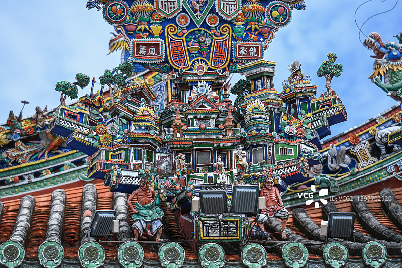 马来西亚槟城龙山堂邱公司剪瓷雕图片素材