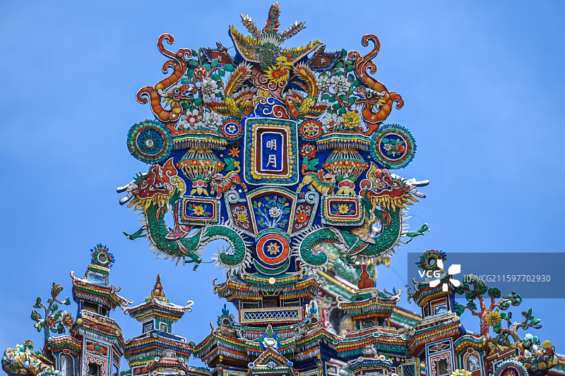 马来西亚槟城龙山堂邱公司剪瓷雕图片素材