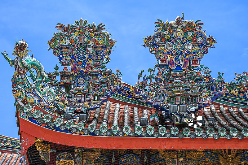 马来西亚槟城龙山堂邱公司剪瓷雕图片素材