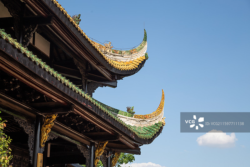 四川成都青白江区城厢古城武庙的重檐翘角图片素材