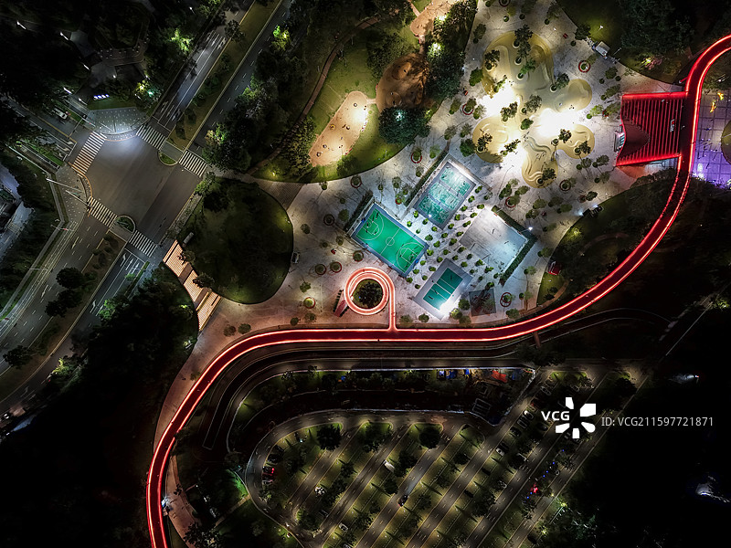 深圳市光明区虹桥公园夜景 深圳城市脉搏图片素材