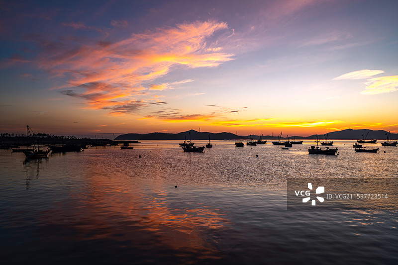 蓬莱 大黑山岛砣尾滩风景区 朝霞图片素材