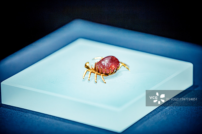 安徽博物院金耀九州特展铜陵市博物馆藏清碧玺石金螃蟹图片素材