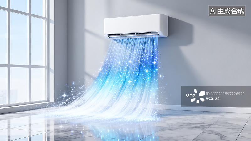 【AI数字艺术】空调科技制冷 室内清凉场景图图片素材