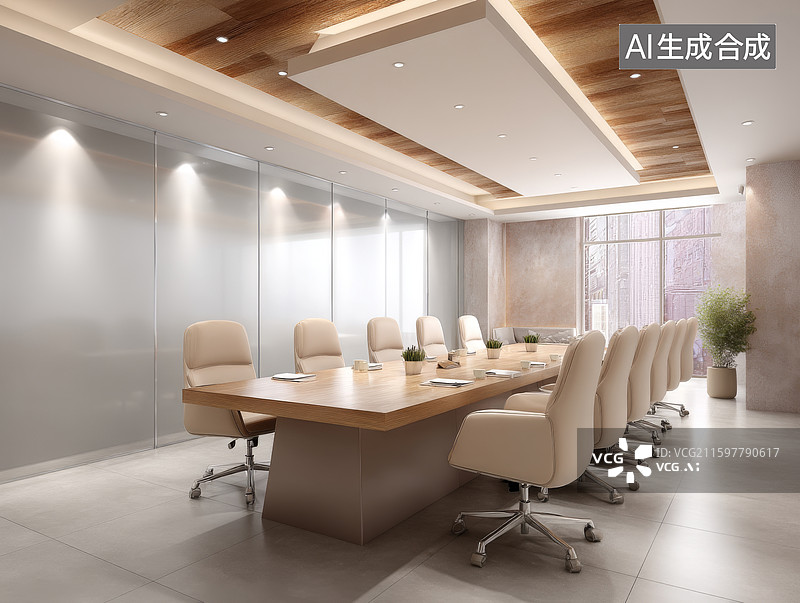 【AI数字艺术】现代会议室全景图片素材