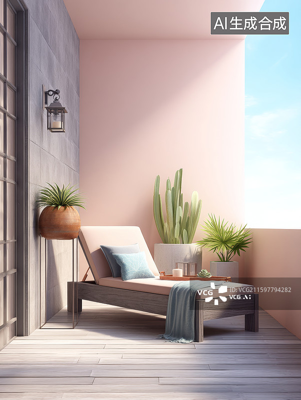 【AI数字艺术】阳台休闲角落图片素材