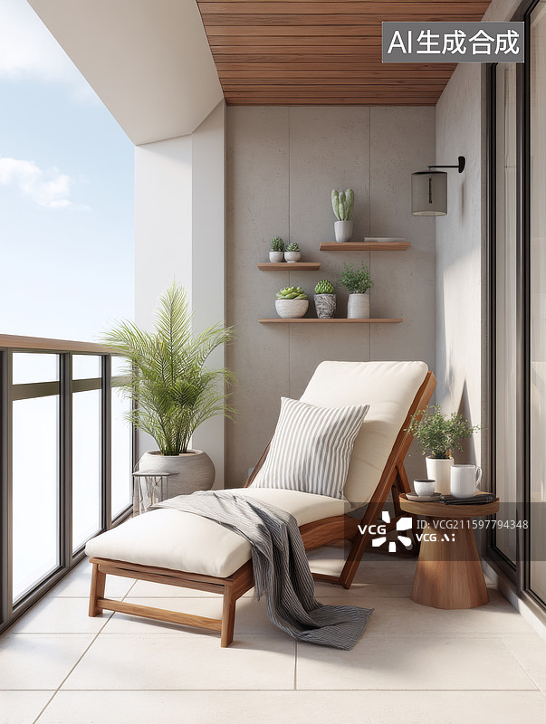 【AI数字艺术】现代阳台休闲区图片素材