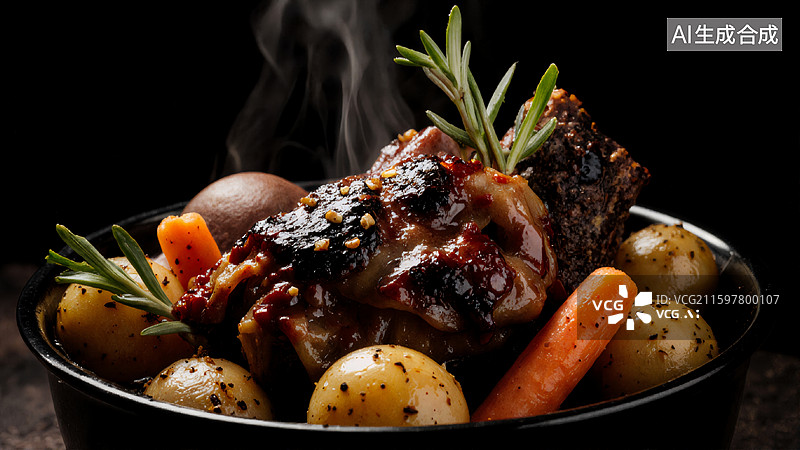 【AI数字艺术】烤羊排配蔬菜图片素材