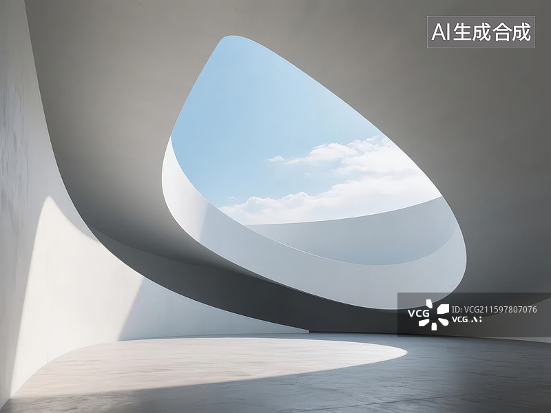 【AI数字艺术】现代建筑中的弧形天窗图片素材