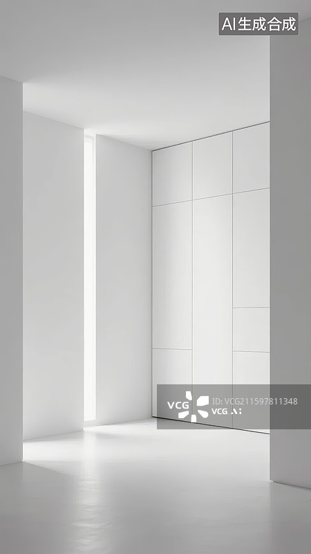 【AI数字艺术】极简白色室内空间图片素材