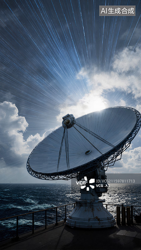 【AI数字艺术】卫星天线仰望星空图片素材