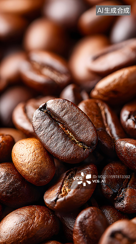 【AI数字艺术】烘烤的咖啡豆特写图片素材
